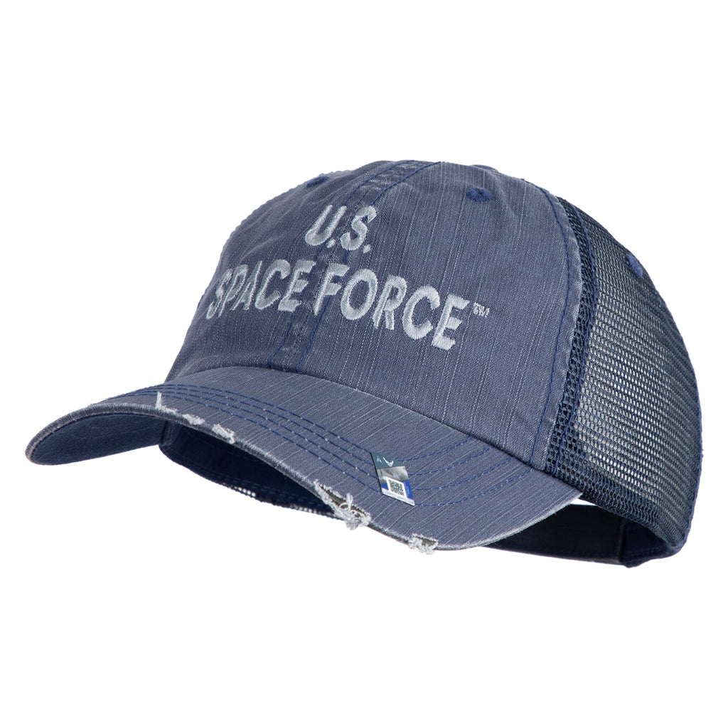 US Space Force Grey Letter Embroidered Low Profile Special Cotton Mesh Cap