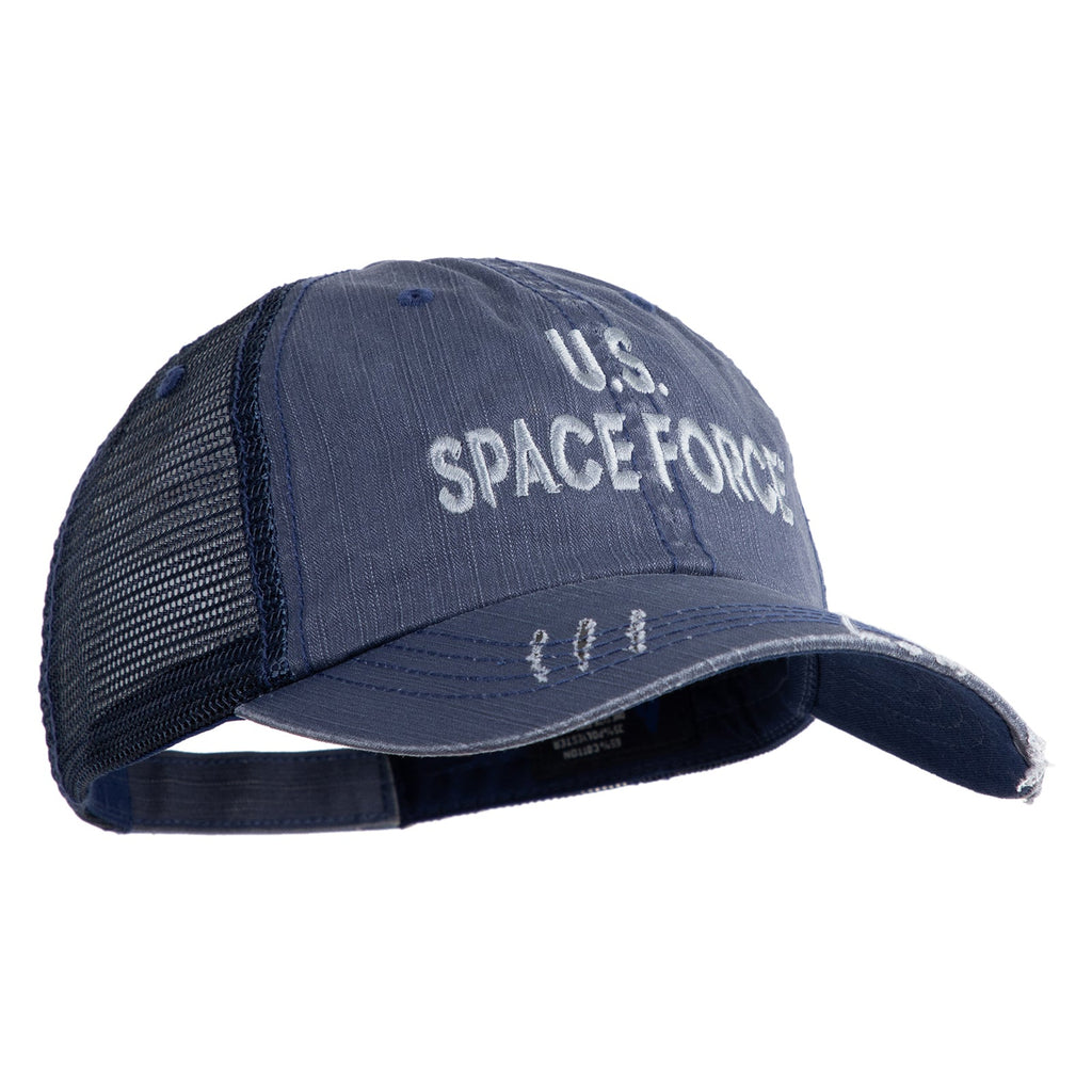 US Space Force Grey Letter Embroidered Low Profile Special Cotton Mesh Cap