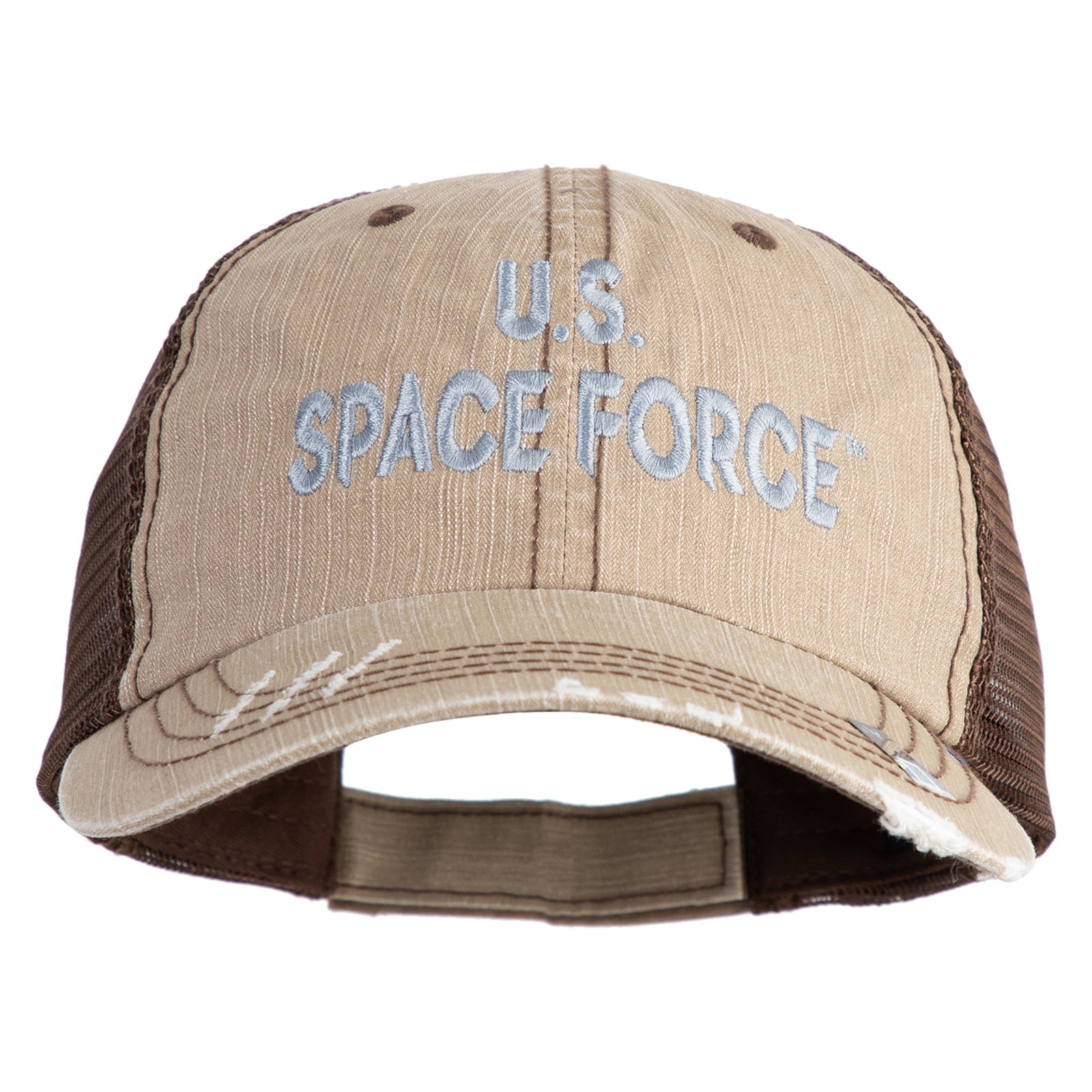 US Space Force Grey Letter Embroidered Low Profile Special Cotton Mesh Cap