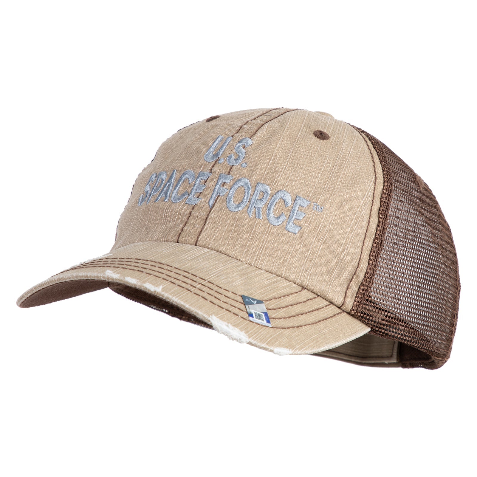 US Space Force Grey Letter Embroidered Low Profile Special Cotton Mesh Cap