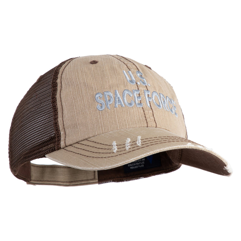 US Space Force Grey Letter Embroidered Low Profile Special Cotton Mesh Cap