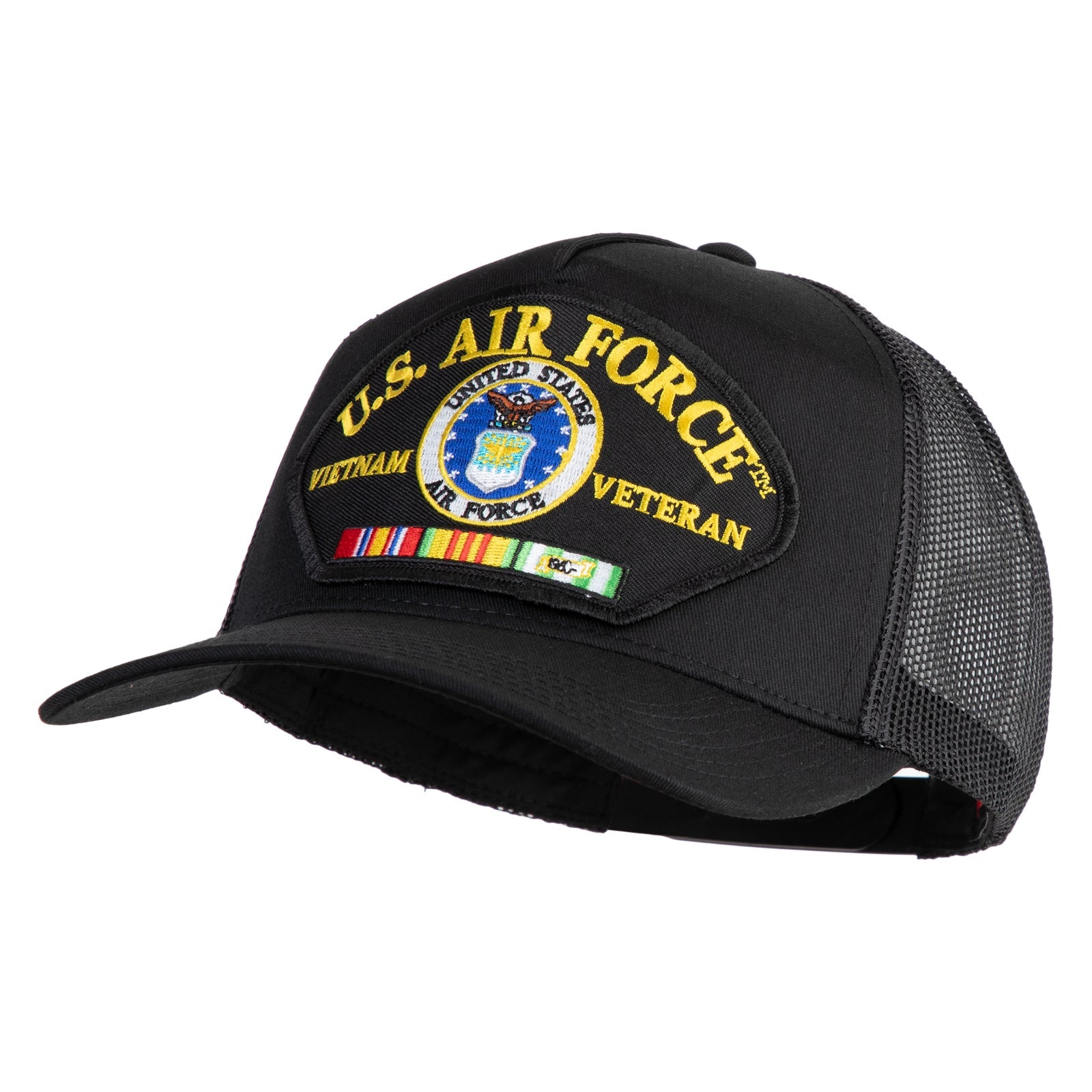 U.S. Air Force Vietnam Veteran Patched Solid Cotton Twill 5 panel Mesh Back Cap