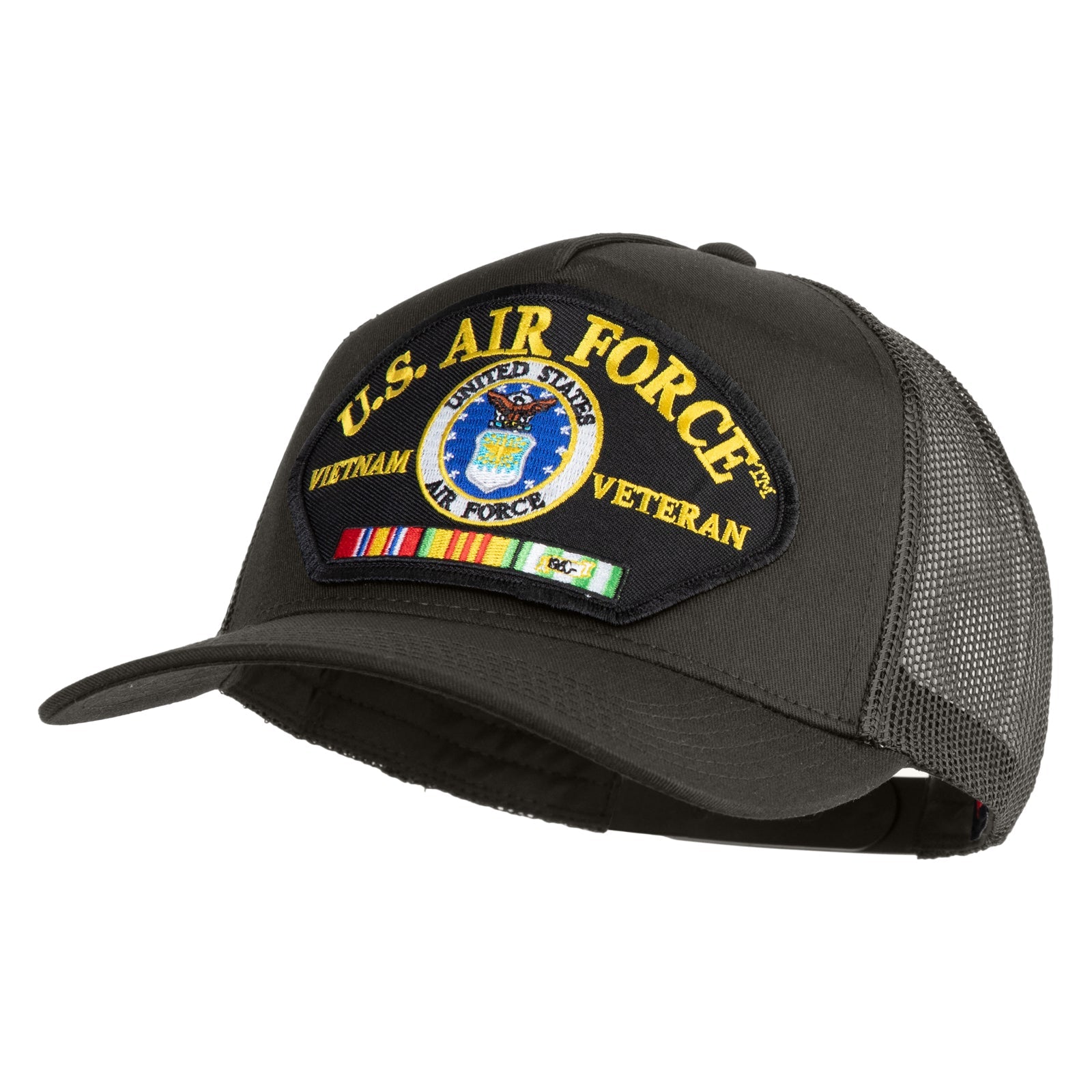 U.S. Air Force Vietnam Veteran Patched Solid Cotton Twill 5 panel Mesh Back Cap