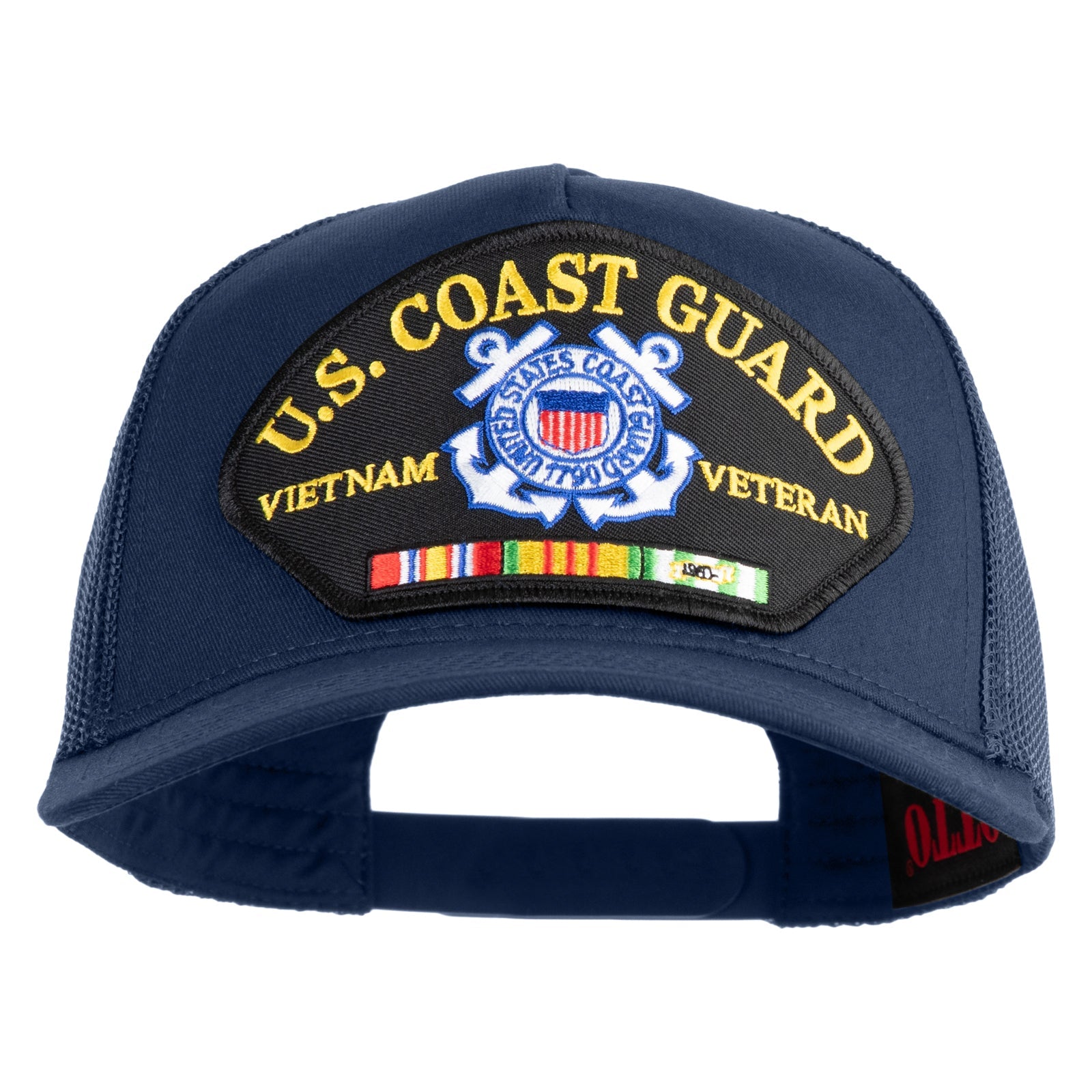 Navy blue cap with U.S. Coast Guard Vietnam Veteran patch on a white background