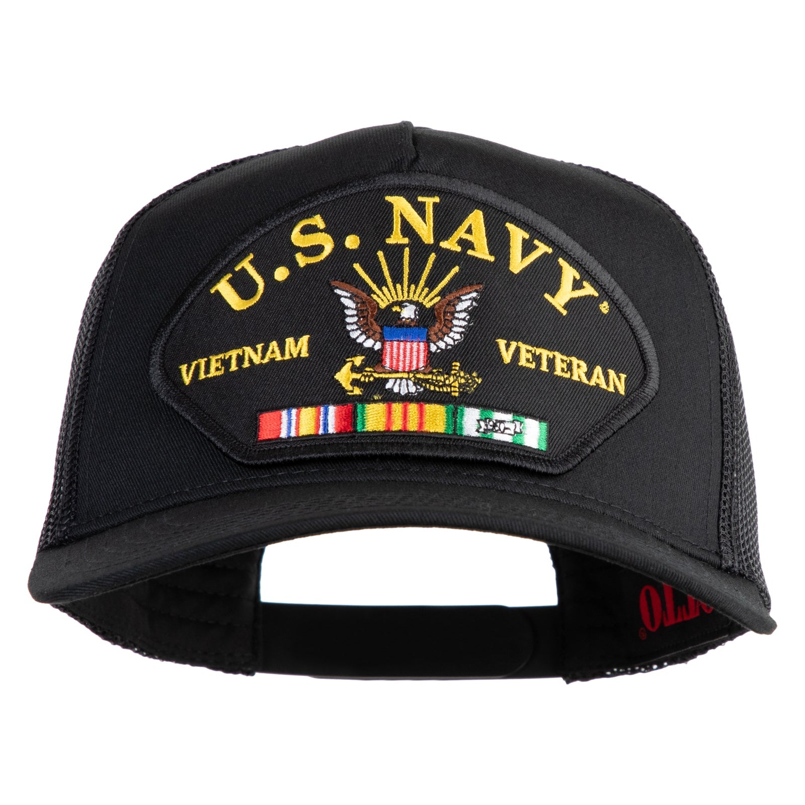 Black cap with U.S. Navy Vietnam Veteran patch on a white background