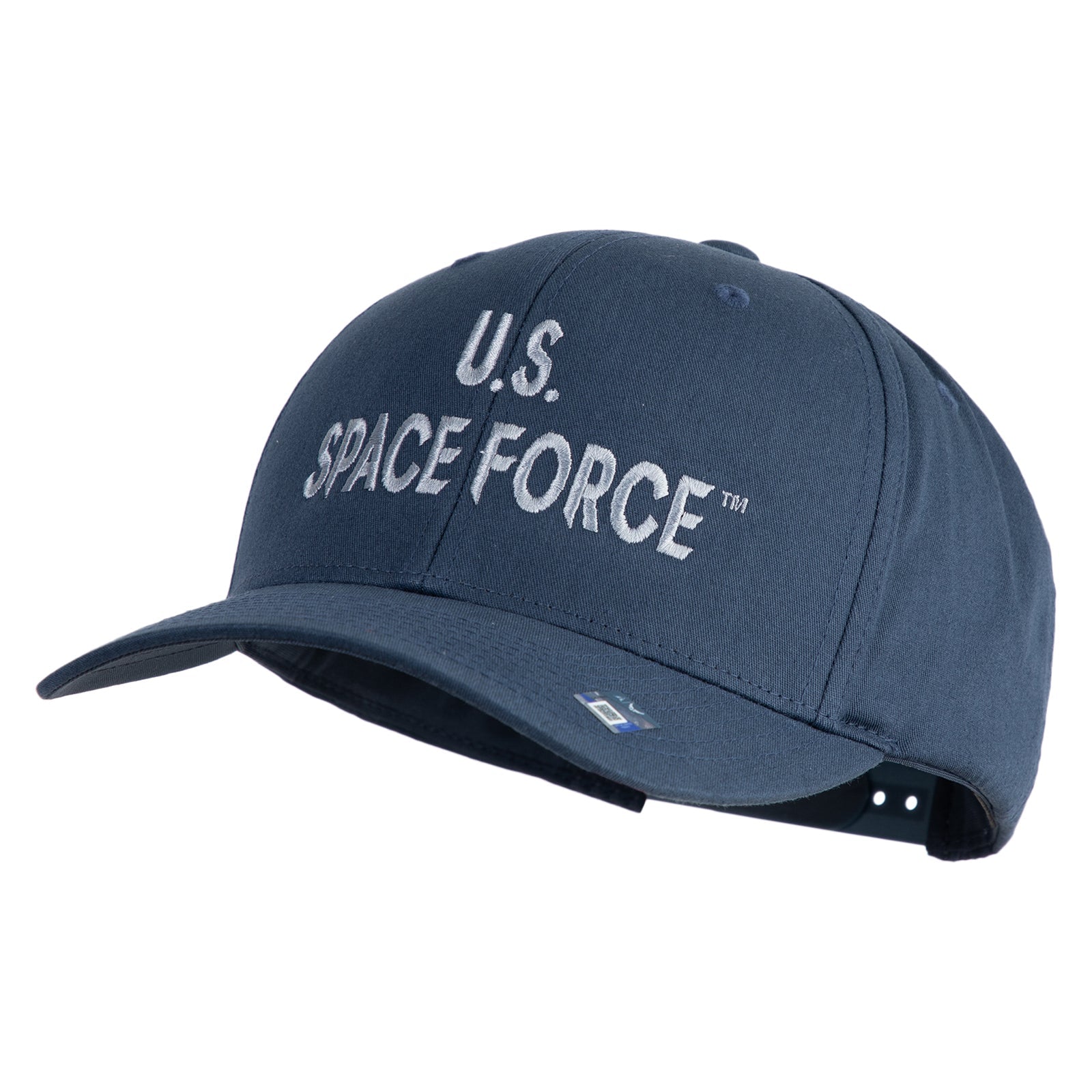 Navy blue cap with 'U.S. Space Force' text on a white background
