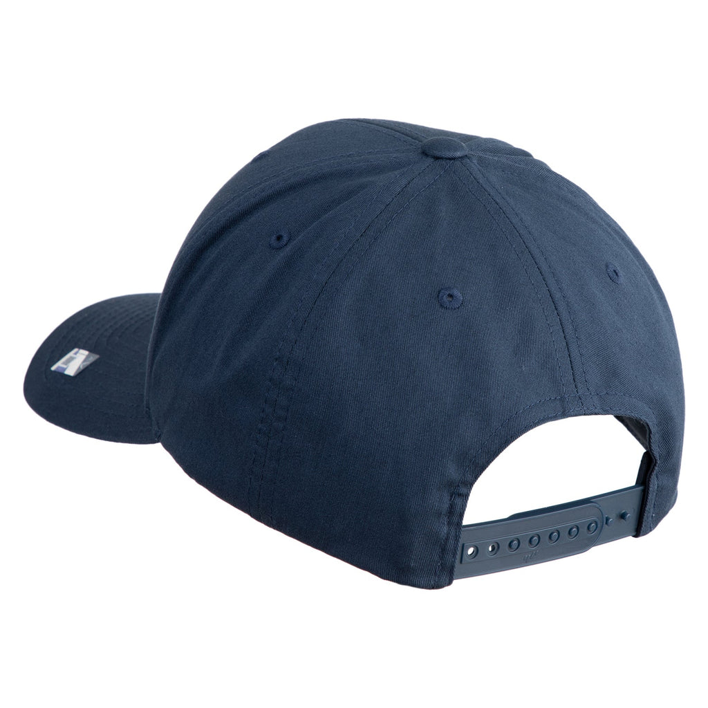 Navy blue cap with a brand logo on the back against a white background