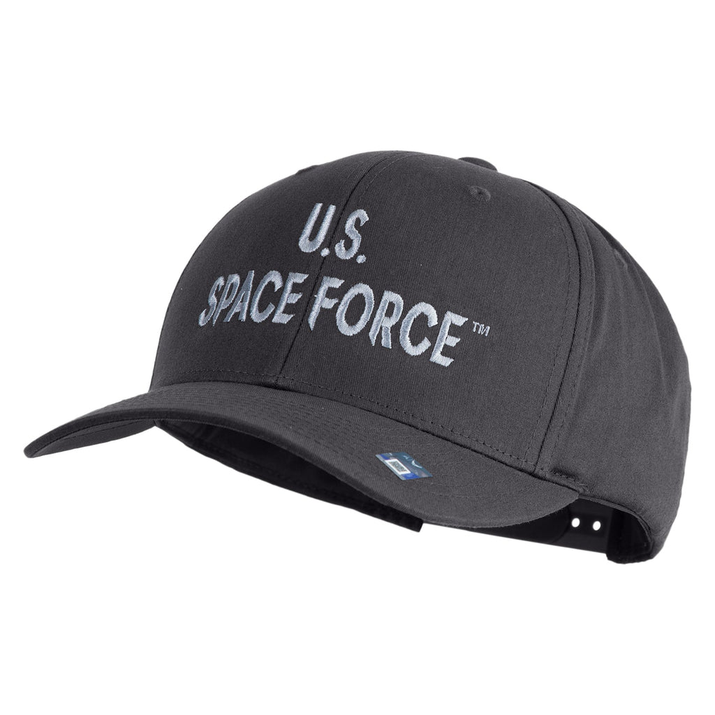 Black cap with 'U.S. Space Force' text on a white background