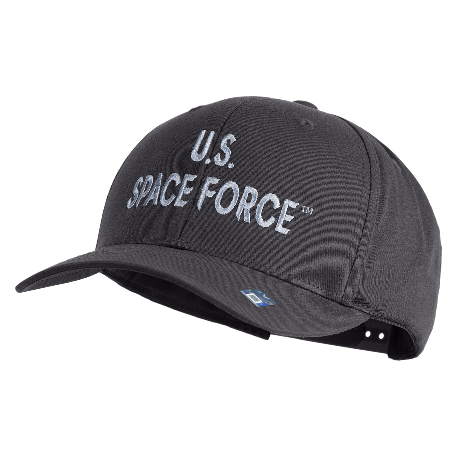 Black cap with 'U.S. Space Force' text on a white background