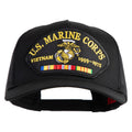 Black U.S. Marine Corps Vietnam hat with embroidered details on a white background