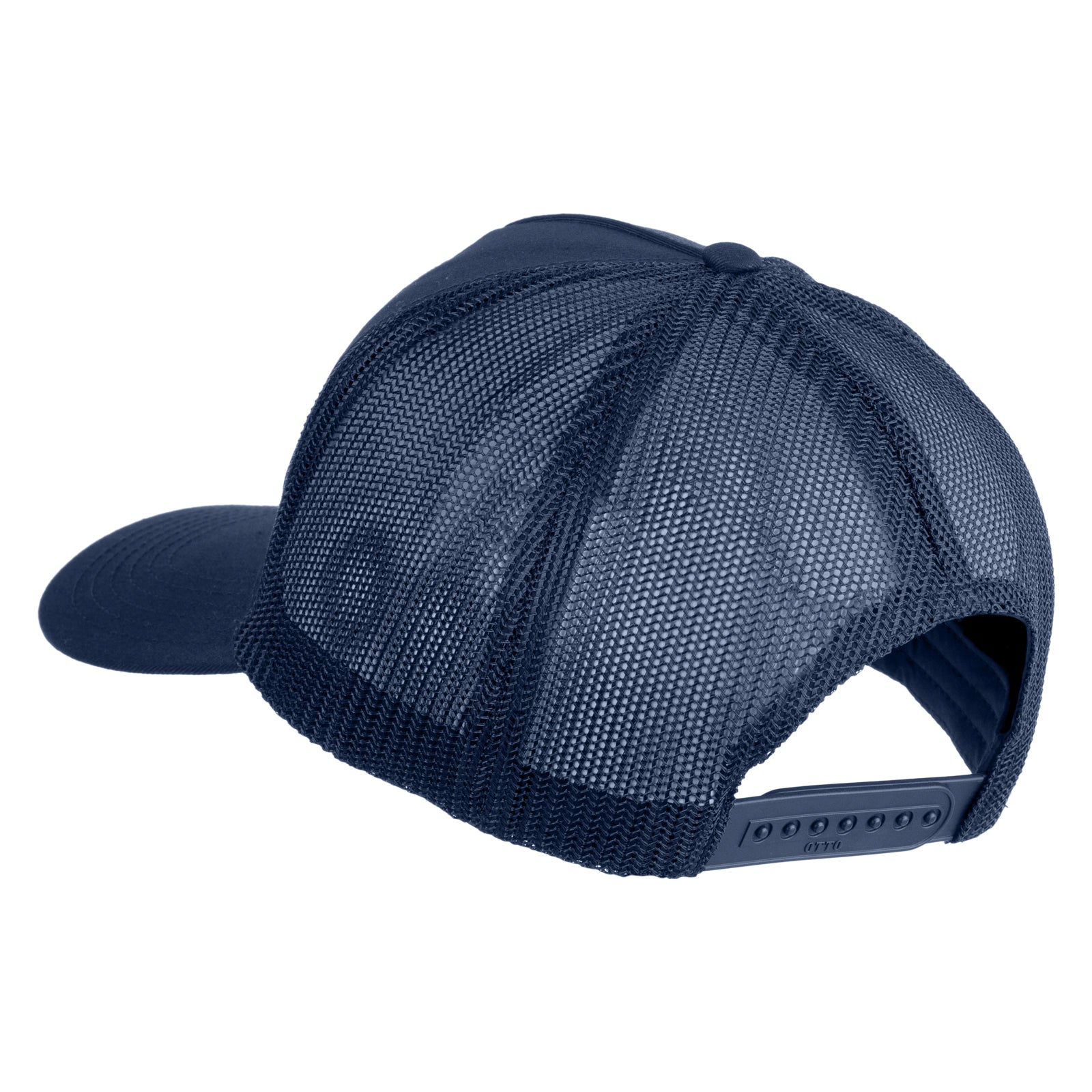 Navy blue mesh cap on a white background