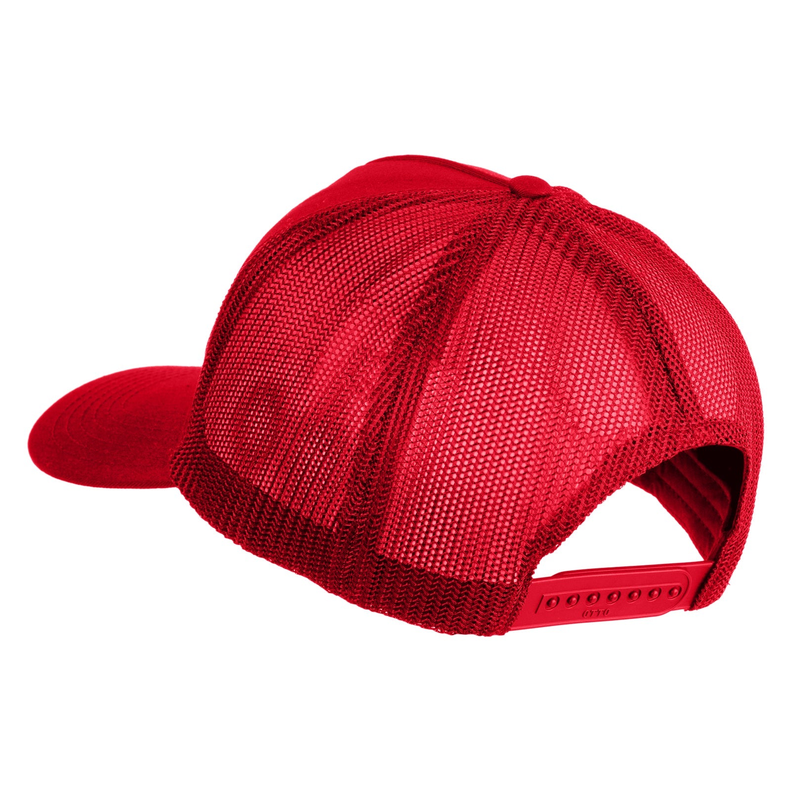 Red mesh cap on a white background