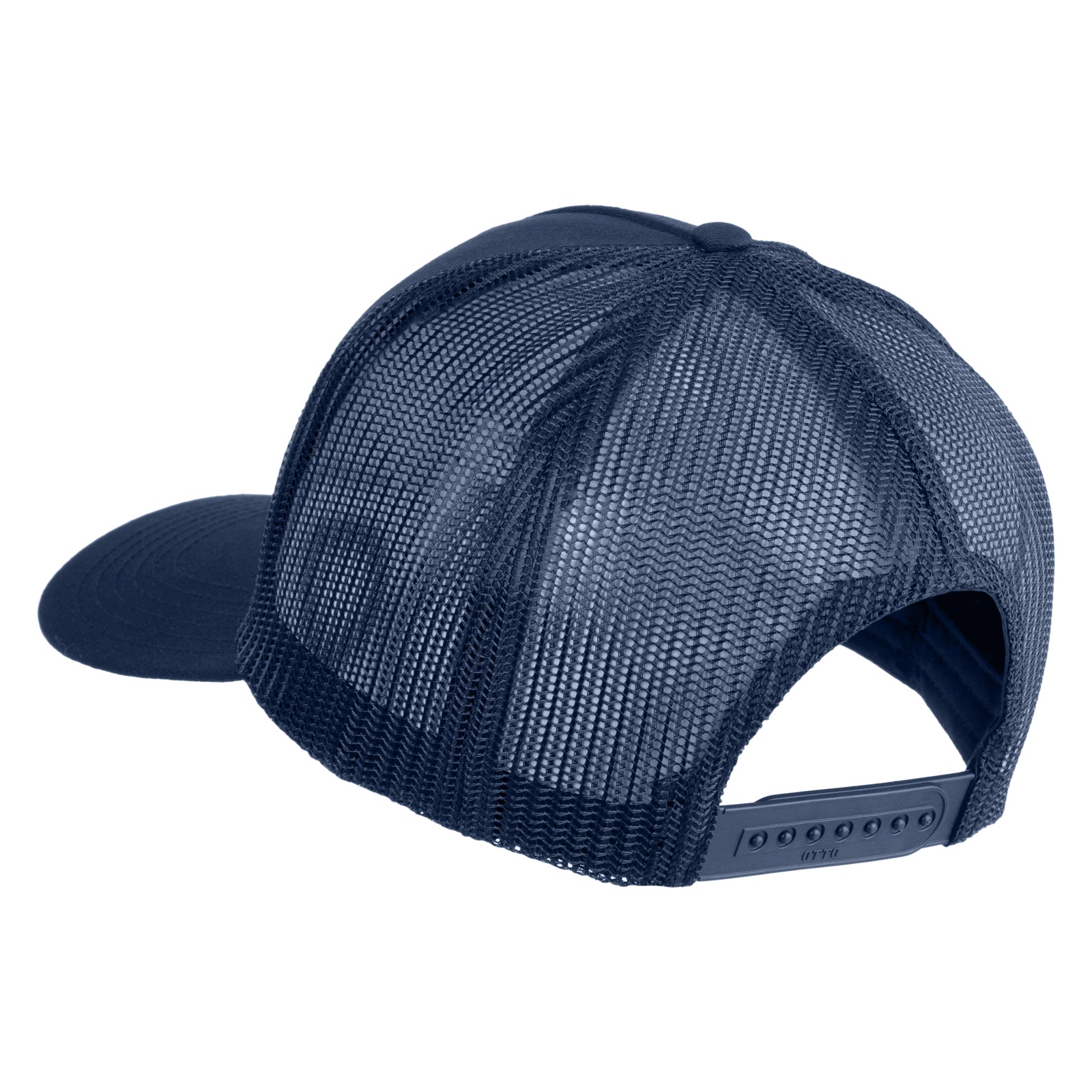 Black cap with a logo on a white background