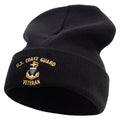 Black beanie with U.S. Coast Guard Veteran embroidery on a white background