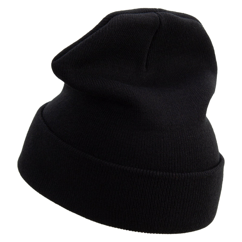 Black beanie hat on a white background