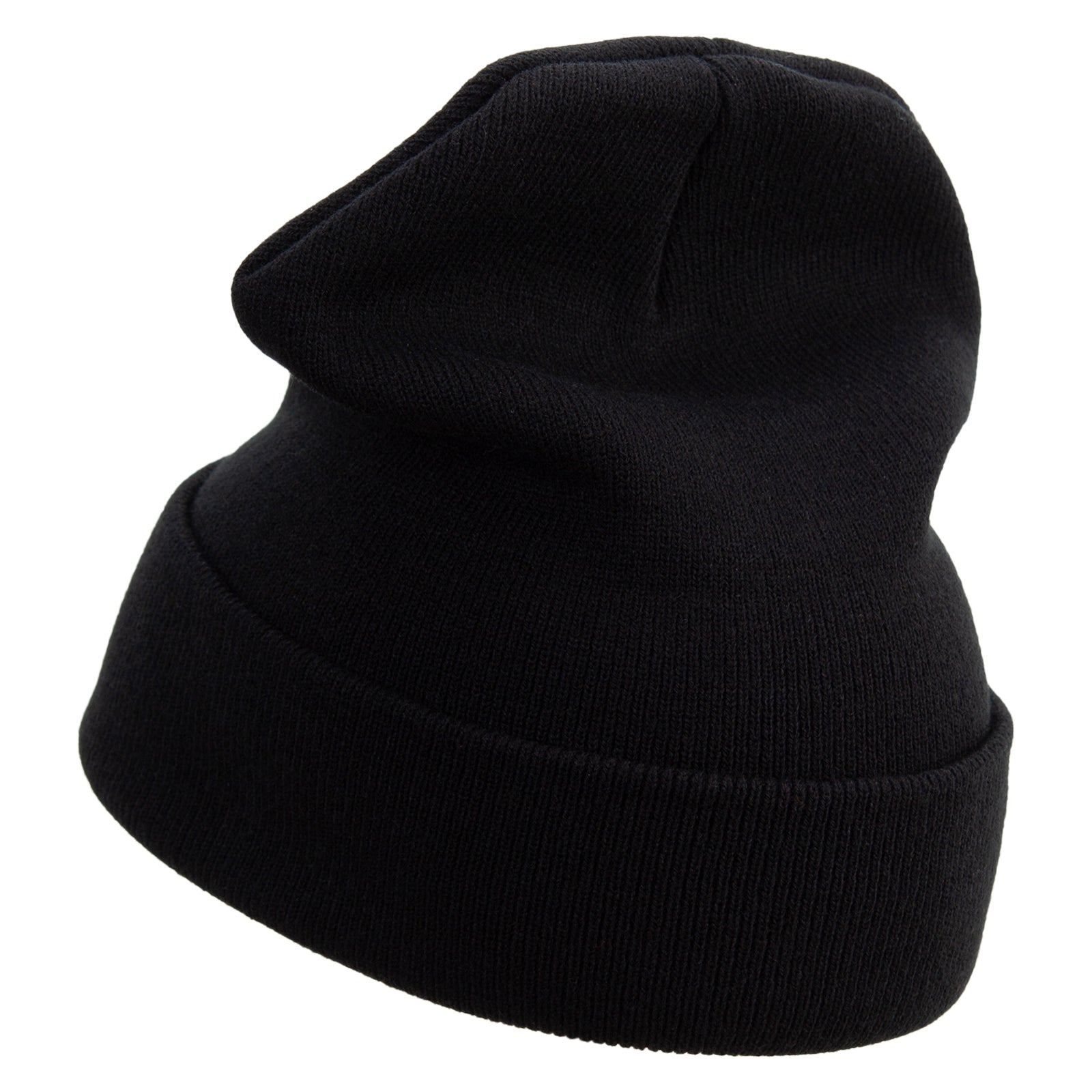 Black beanie hat on a white background