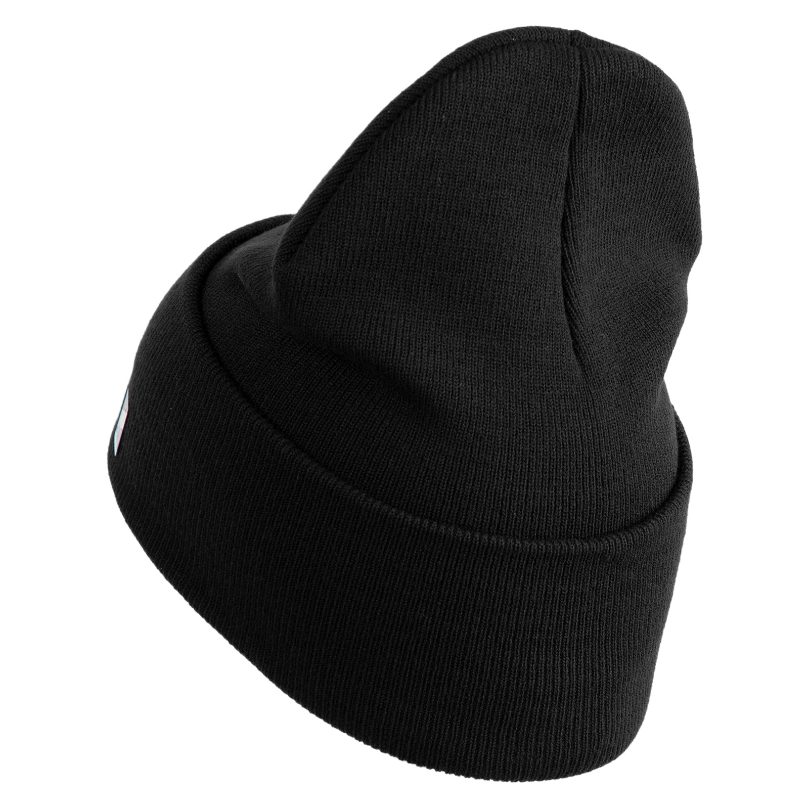Black beanie hat on a white background