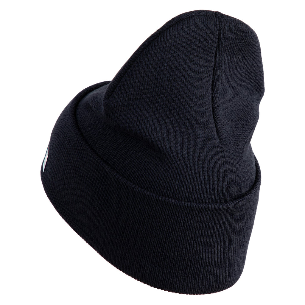 Black beanie hat on a white background