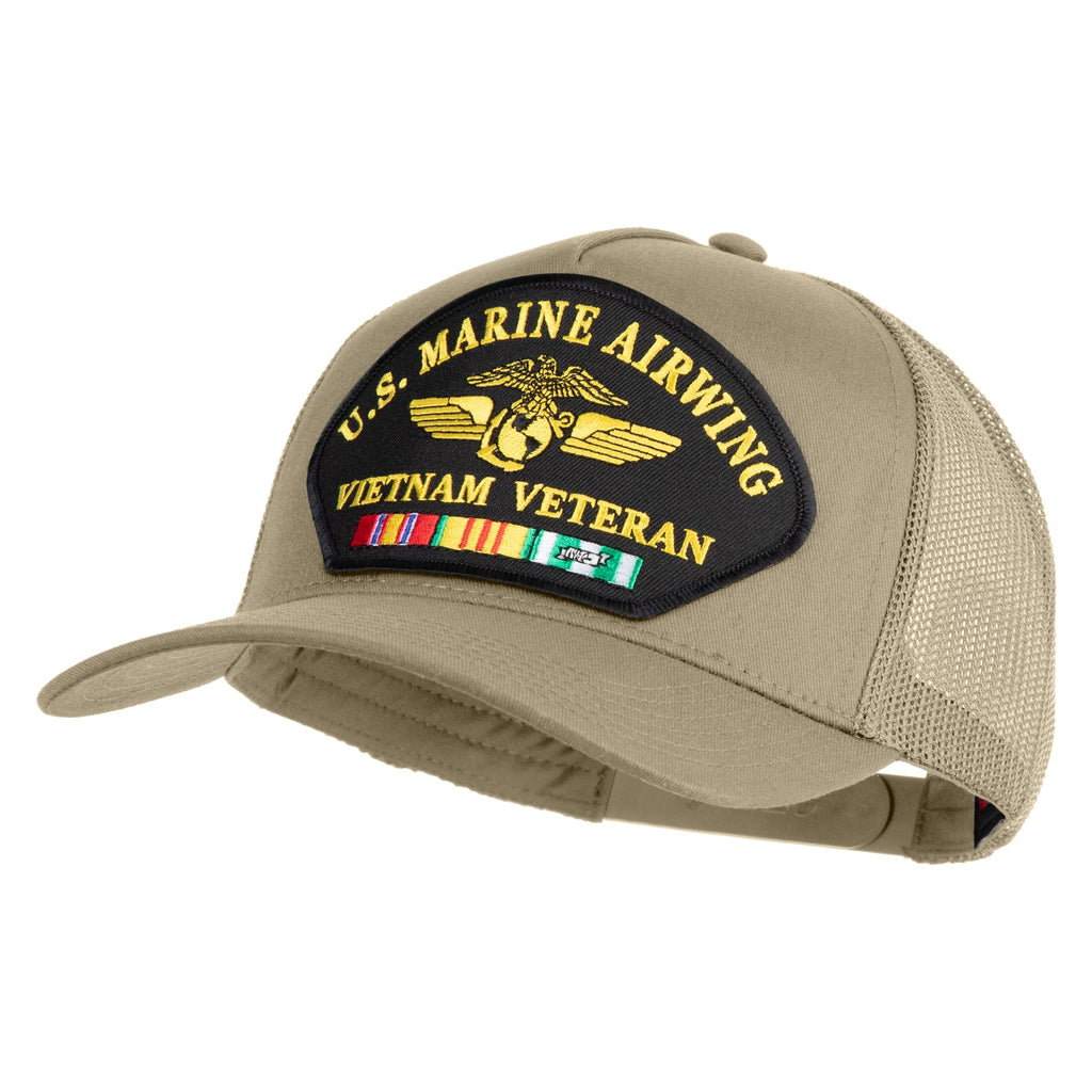 U.S. Marine Airwing Vietnam Veteran Patched Solid Cotton Twill 5 panel Mesh Back Cap