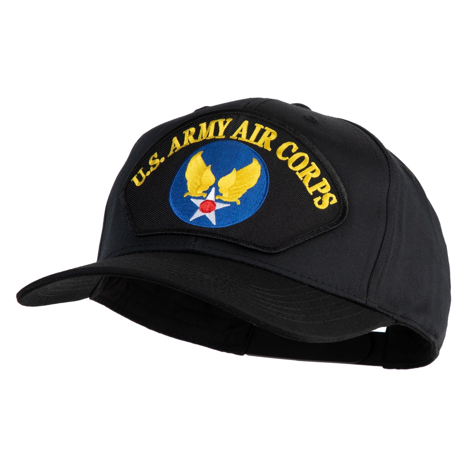 Black cap with U.S. Army Air Corps emblem on a white background