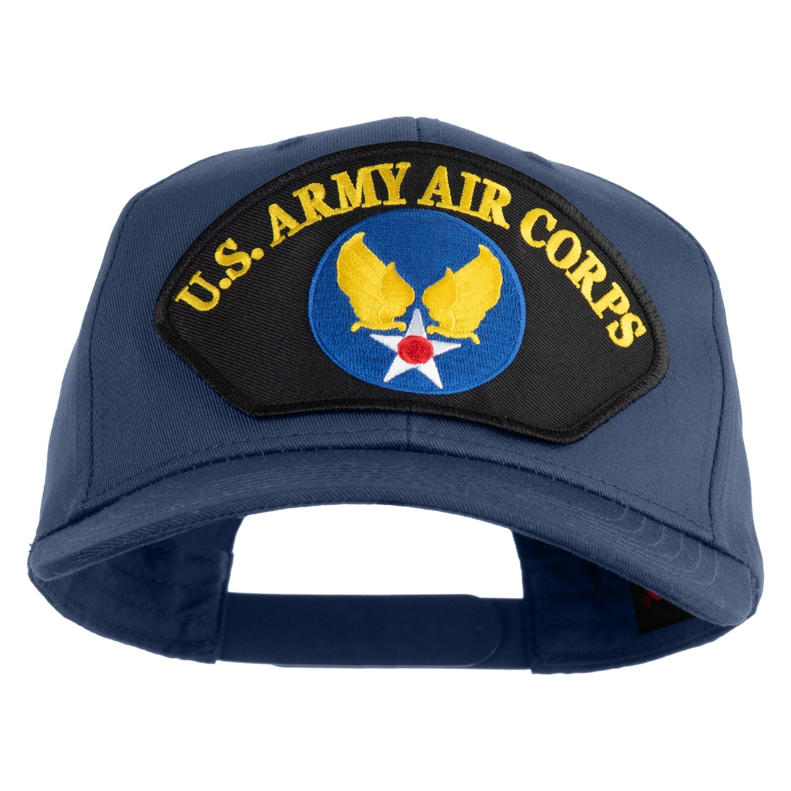 Blue cap with U.S. Army Air Corps patch on a white background
