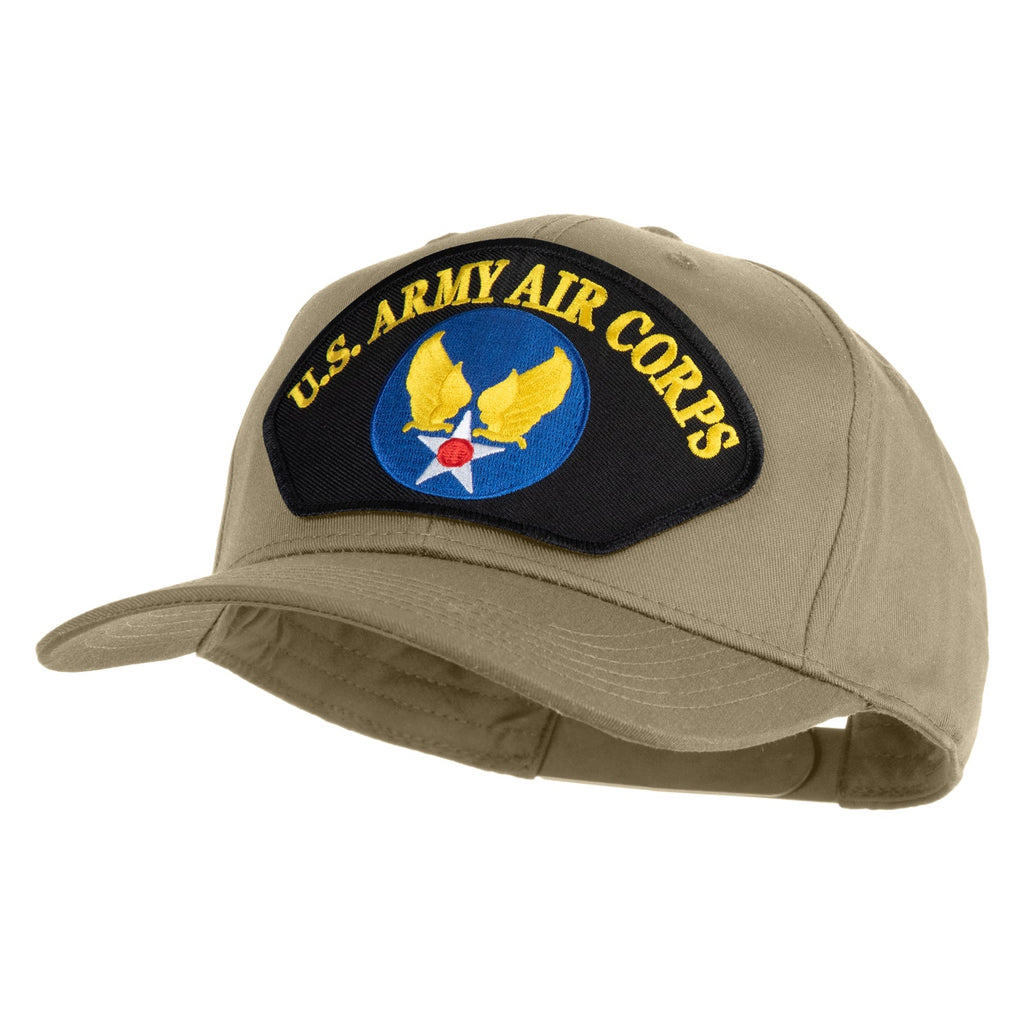Khaki cap with U.S. Army Air Corps patch on a white background