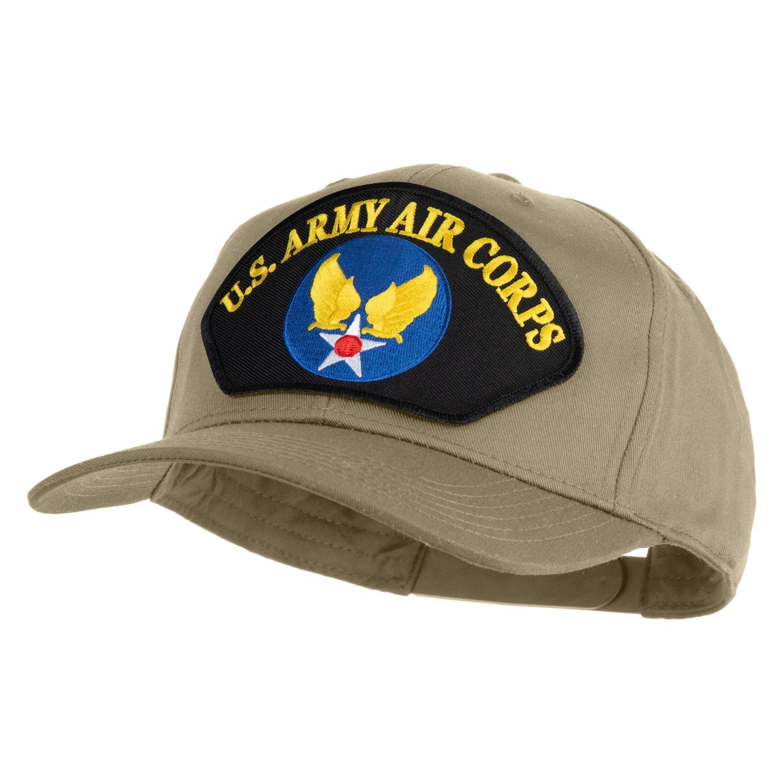 Khaki cap with U.S. Army Air Corps patch on a white background