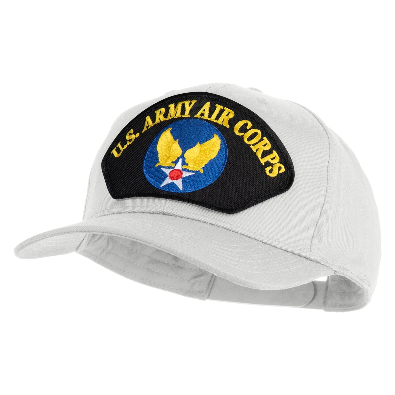 White cap with U.S. Army Air Corps patch on a white background