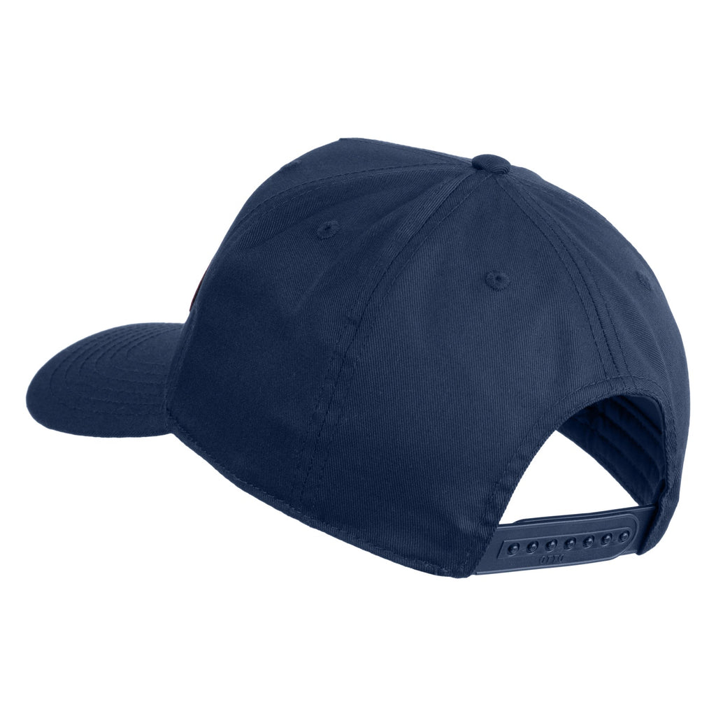 Navy blue baseball cap on a white background