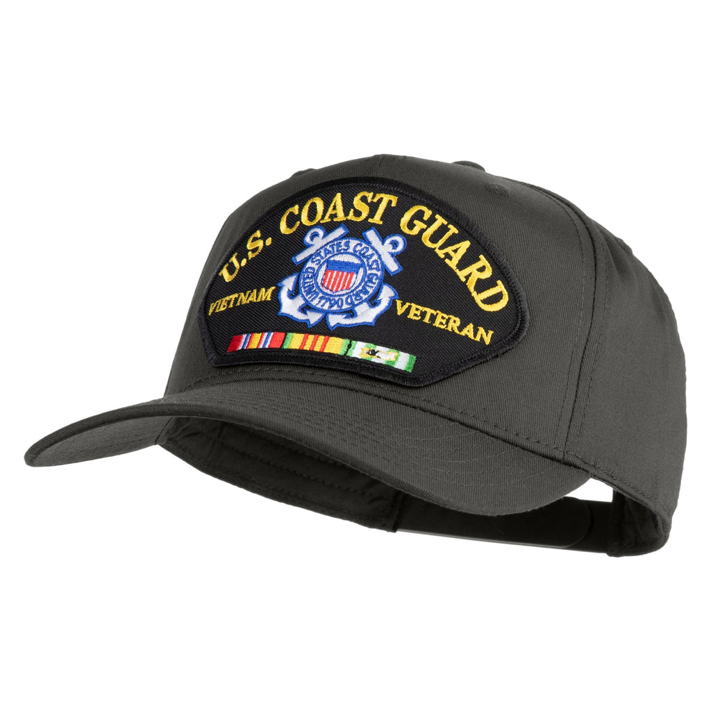 Gray cap with U.S. Coast Guard Veteran patch on a white background