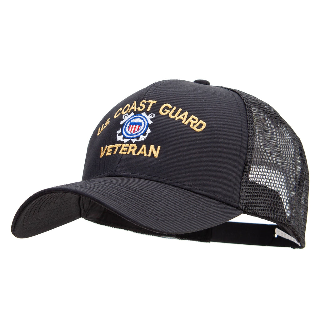 Black cap with 'US Coast Guard Veteran' text and logo on a white background