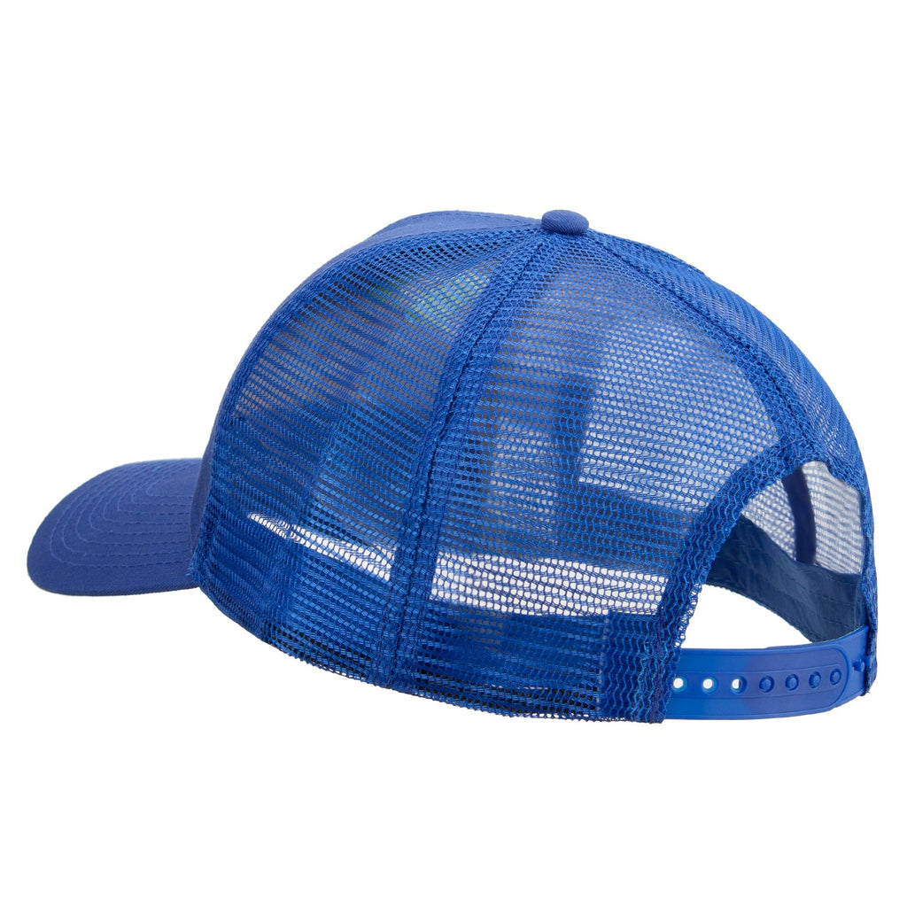 Blue mesh cap on a white background
