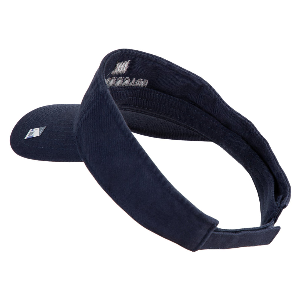 Navy visor with a brand logo on a white background