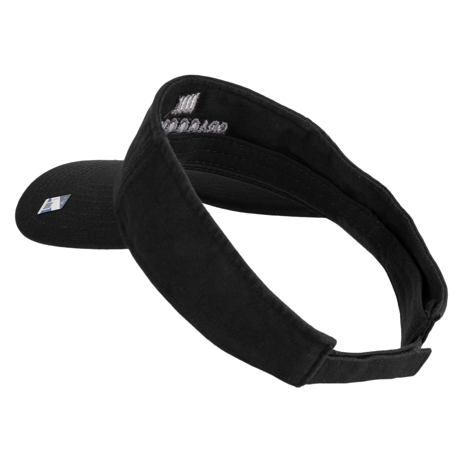 Black visor with brand logo on a white background