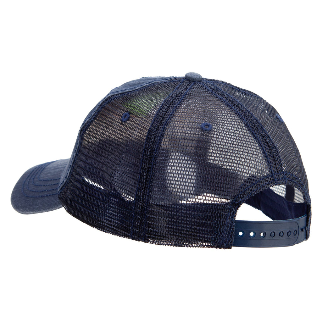 Navy blue mesh cap on a white background