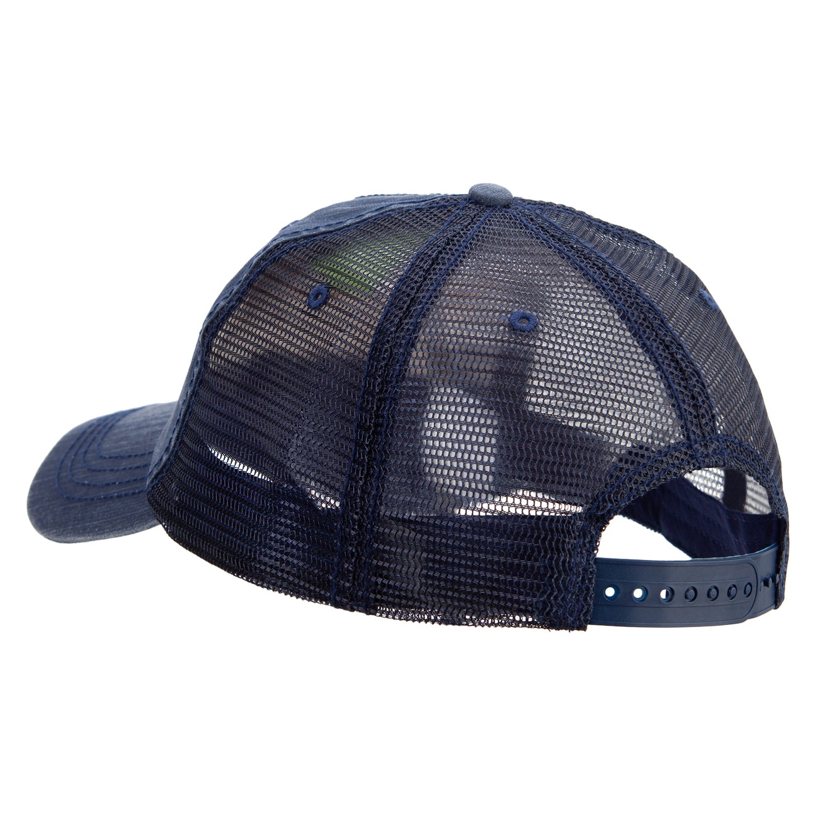 Navy blue mesh cap on a white background