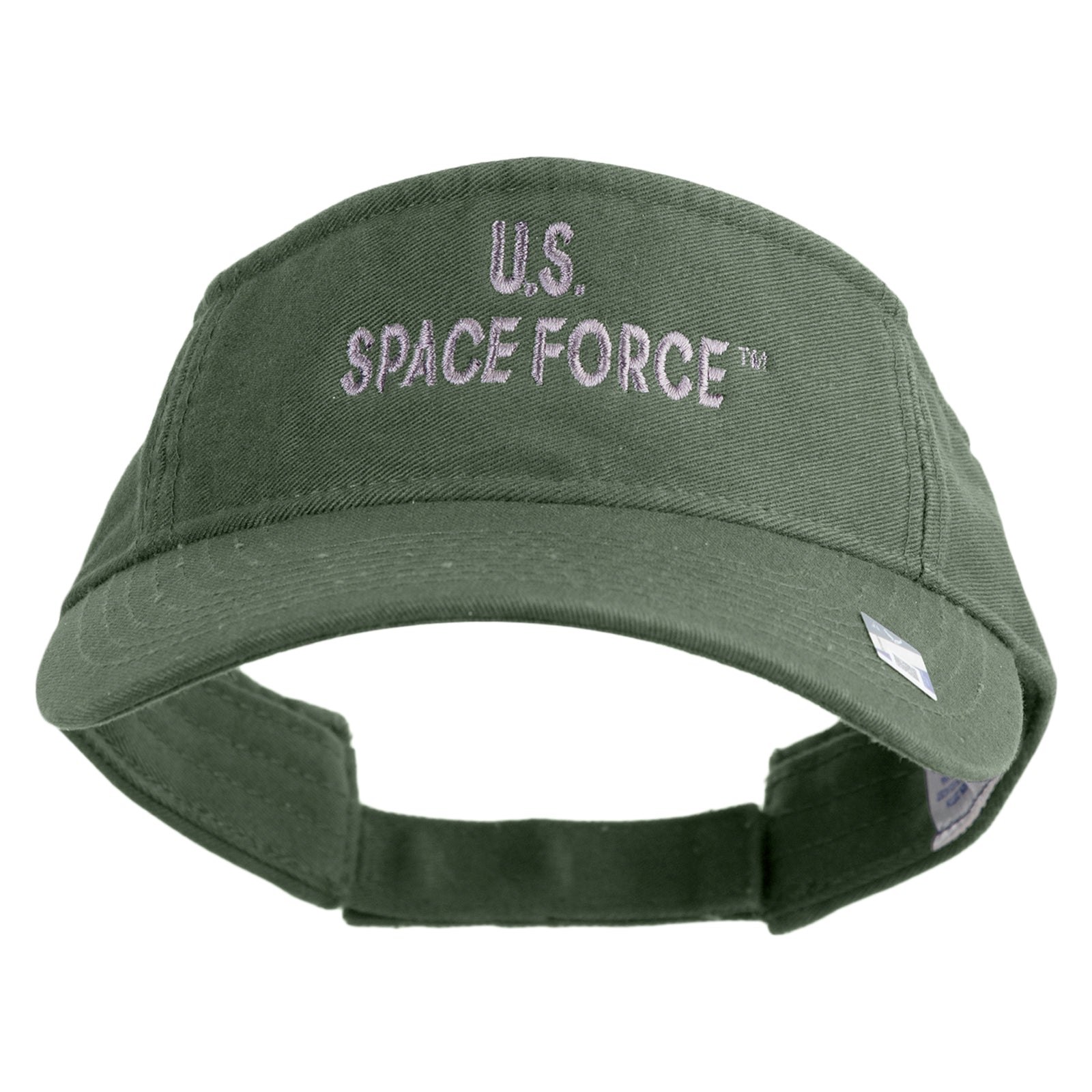 Green visor cap with 'U.S. Space Force' text on a white background