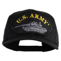 Black cap with U.S. Army logo featuring a tank on a white background