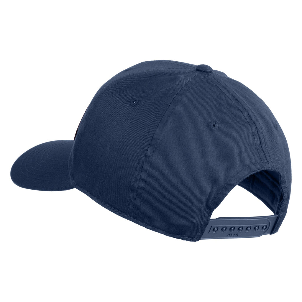 Navy blue baseball cap on a white background