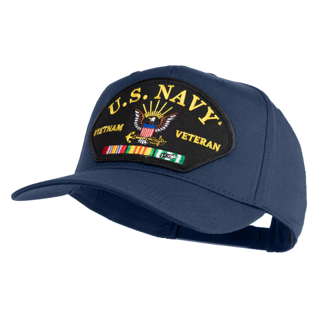Navy blue cap with U.S. Navy Veteran patch on a white background
