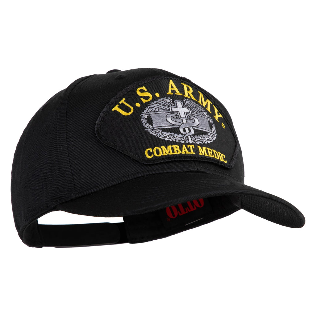Black U.S. Army Combat Medic cap with emblem on a white background