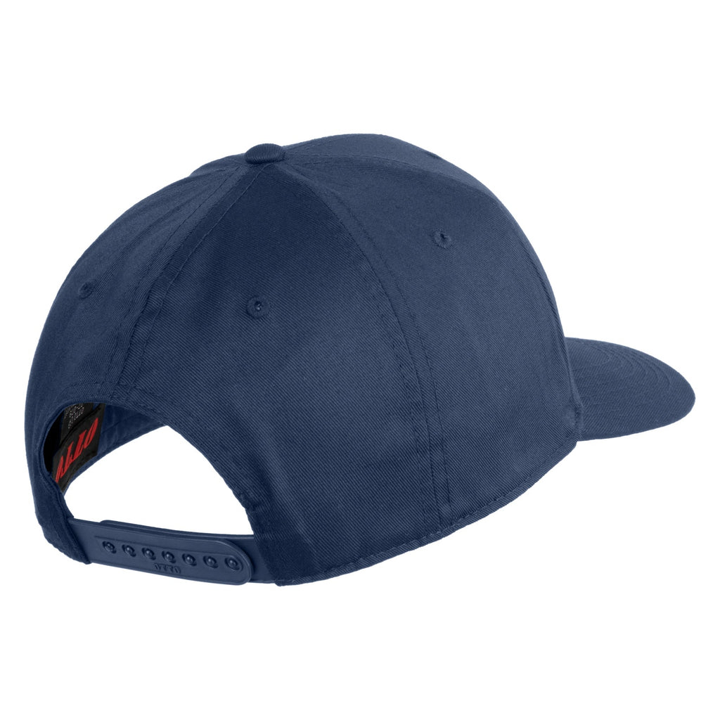 Navy blue baseball cap on a white background