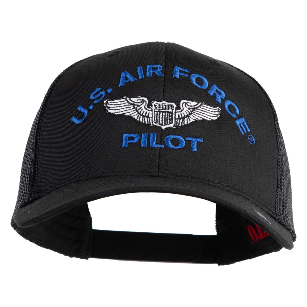 Black cap with U.S. Air Force Pilot emblem and text on a white background