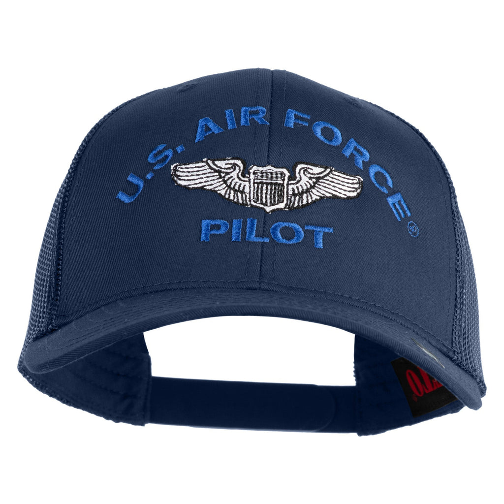 Navy blue cap with 'U.S. Air Force Pilot' text and emblem on a white background