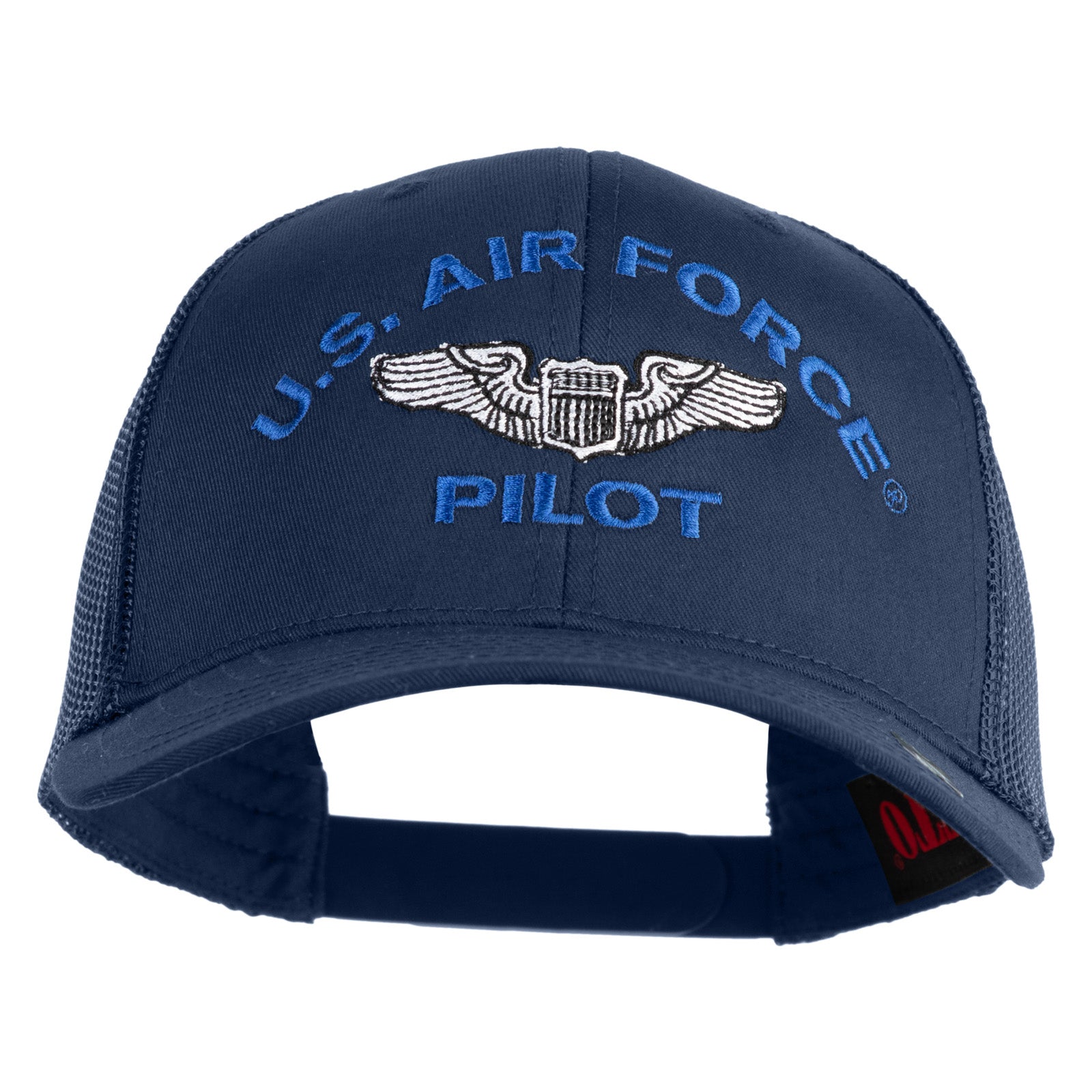 Navy blue cap with 'U.S. Air Force Pilot' text and emblem on a white background