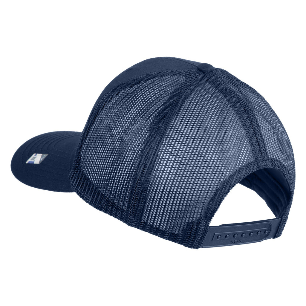 Navy blue mesh cap on a white background