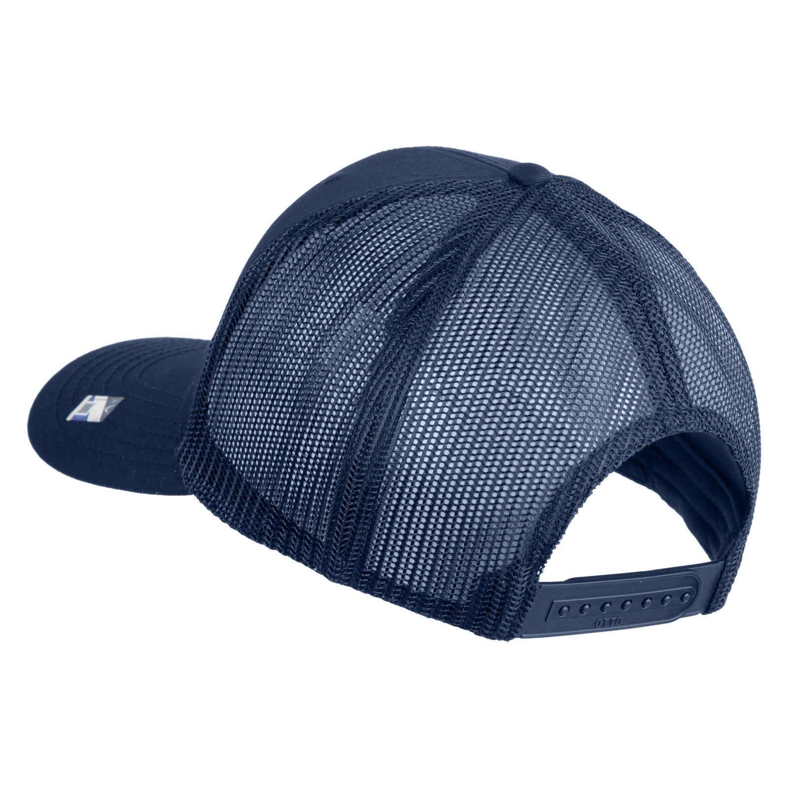 Navy blue mesh cap on a white background