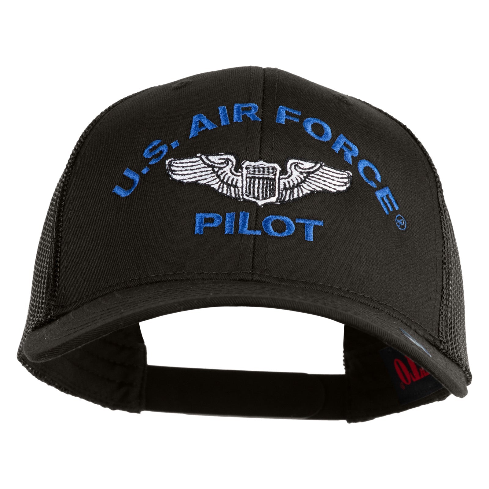 Black cap with U.S. Air Force Pilot emblem and text on a white background