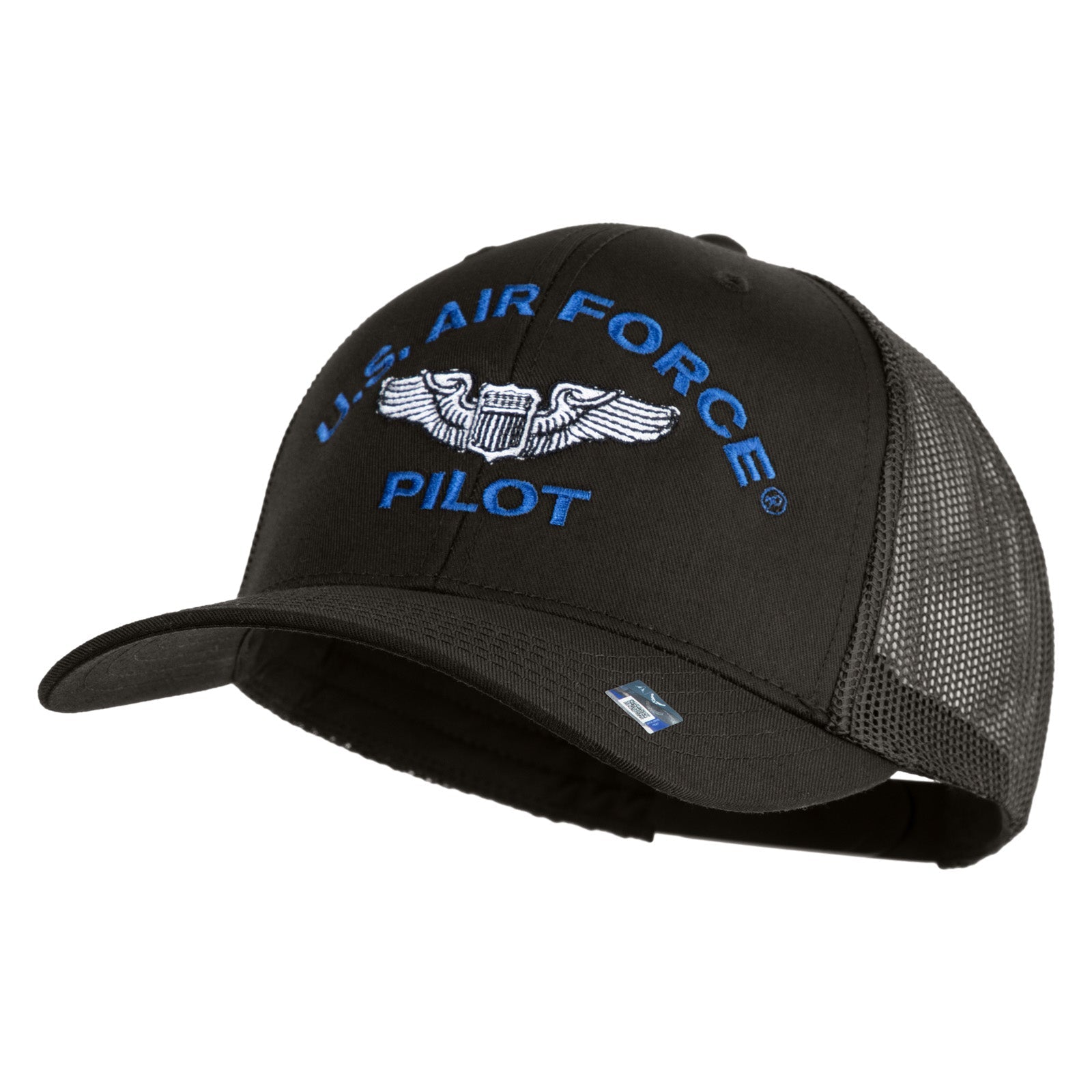 Navy blue cap with 'U.S. Air Force Pilot' text and emblem on a white background