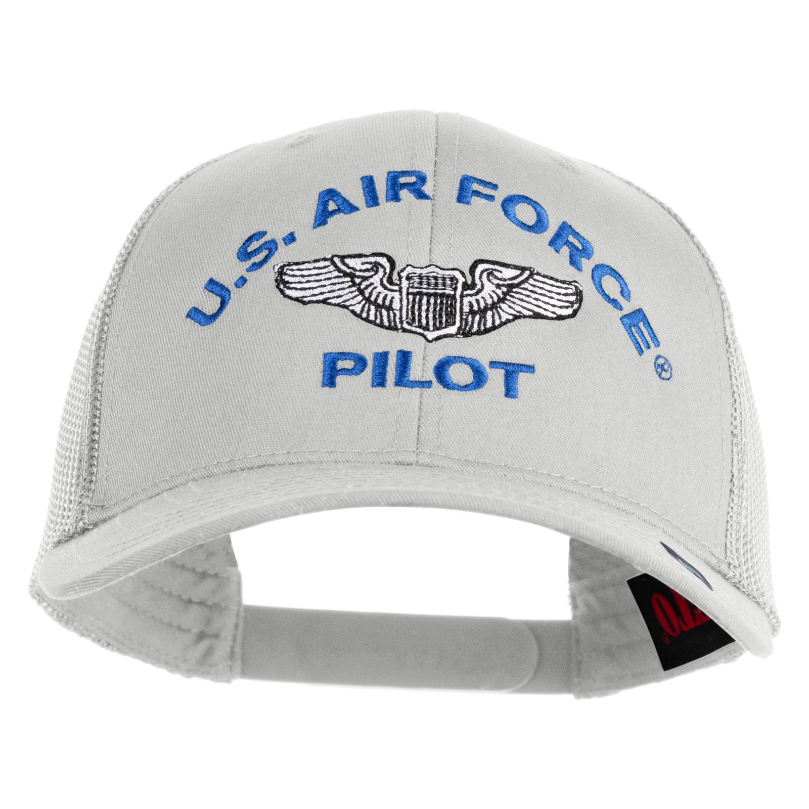 Gray cap with U.S. Air Force Pilot emblem and text on a white background